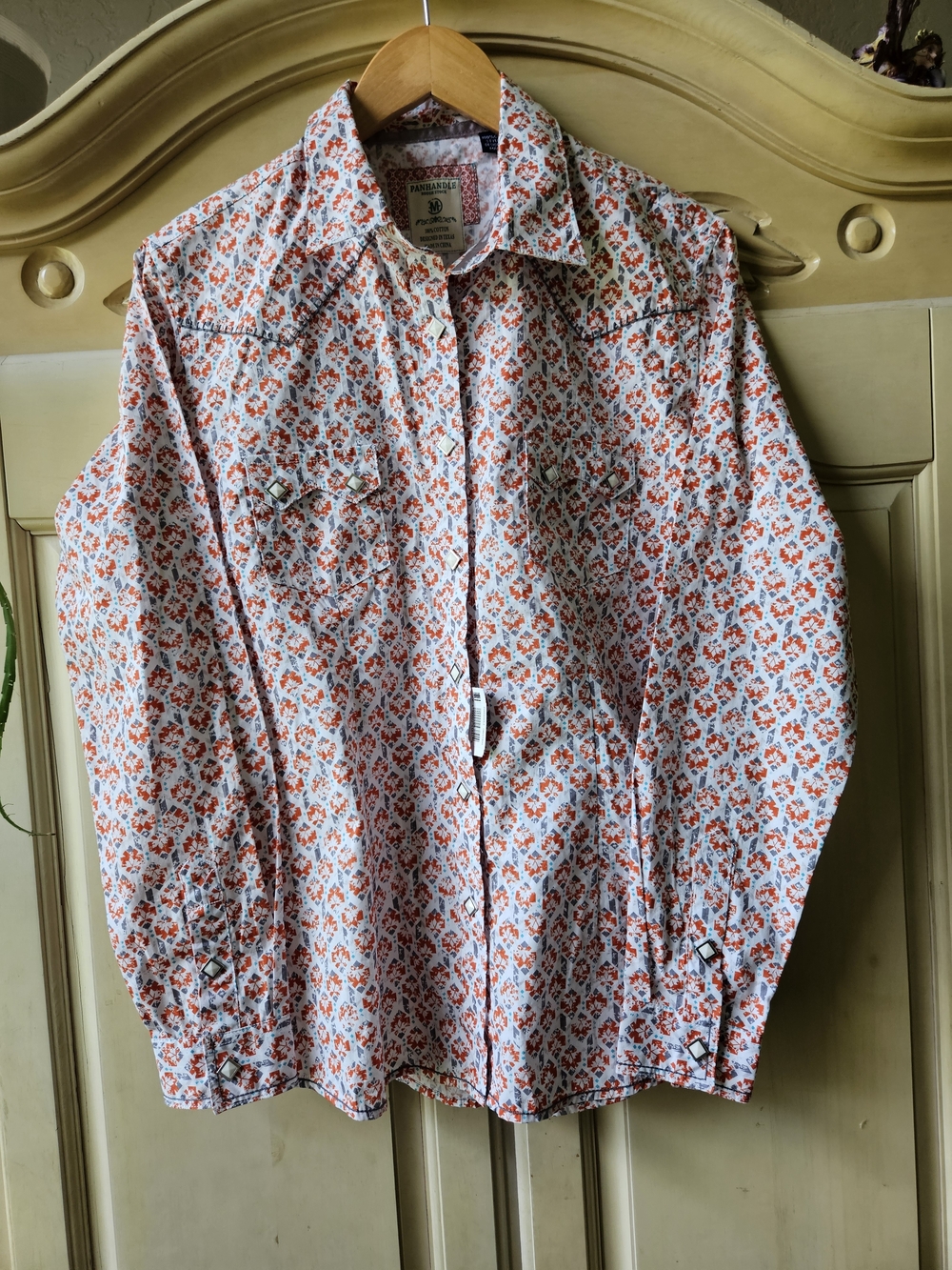 Panhandle Orange Paisley Button-Down Western Shirt